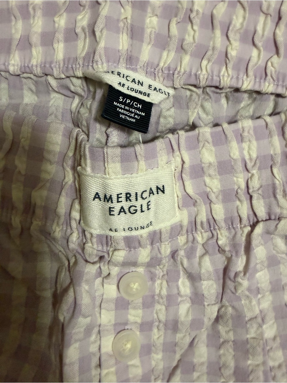 American Eagle Outfitters Lavender & Cream Gingham Lounge Shorts